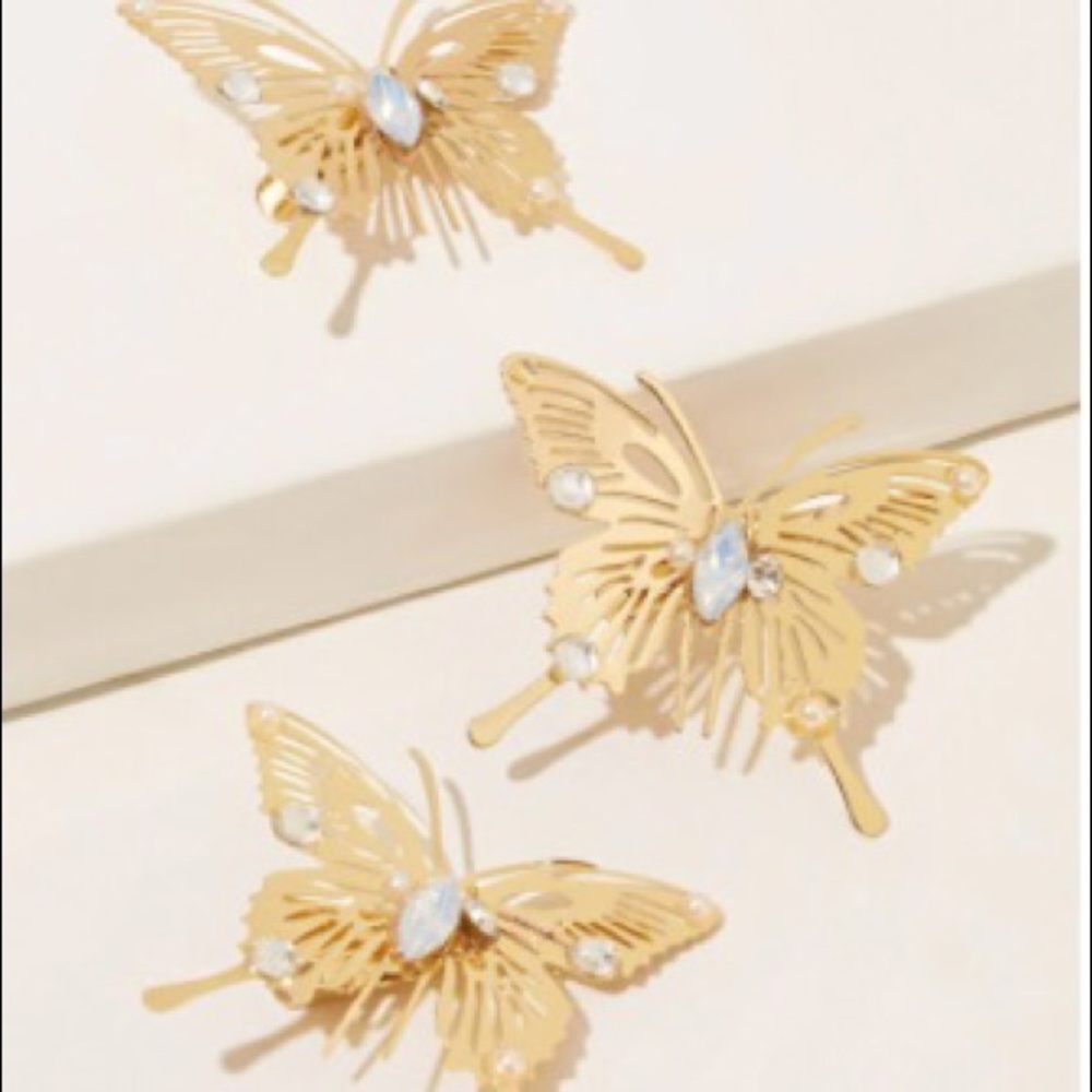 Gold Butterfly Hair Clips